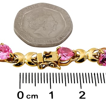 9ct gold 7 inch Pink Cubic Zirconia Bracelet